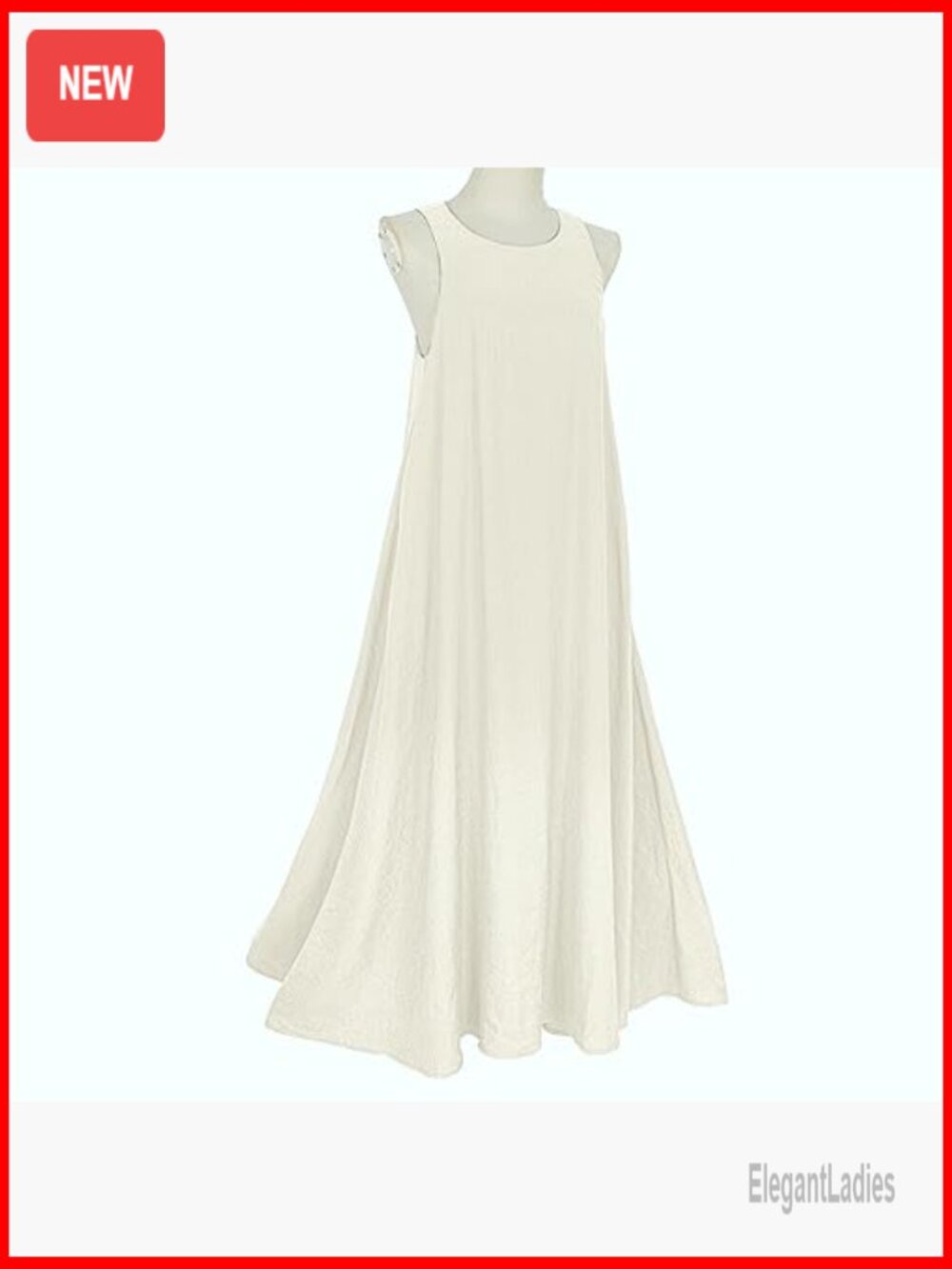 Sleeveless Linen Maxi Dress with Pockets U-Neck Casual - Picture 4 of 7
